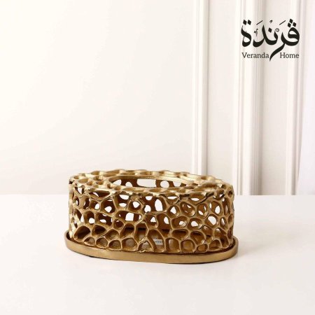 علبة محارم معدن ذهبي هندي