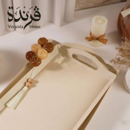 طقم 2 صواني معدن مع احجار ديكور