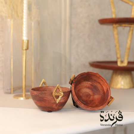 طقم 6 صحون مكسرات خشب هندي