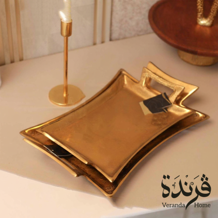 طقم صواني معدن ذهبي هندي