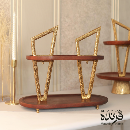 مضيفة طبقتين خشب مع حاملين هندي