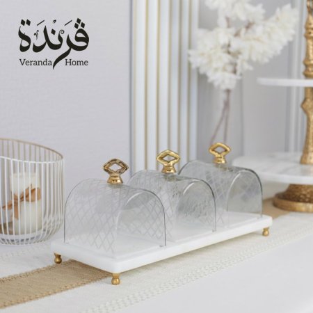 مضيفة ثلاثية زجاج بقاعدة رخامية هندي