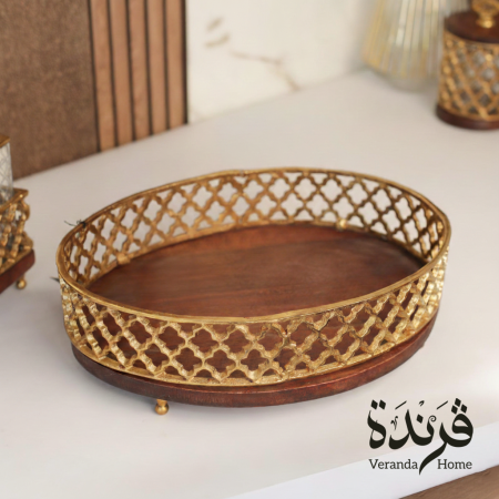 جاط هندي خشب مع معدن ذهبي