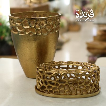 طقم سلة مع علبة محارم معدن هندي