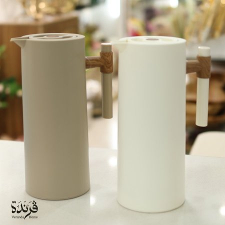 تيرموس قهوة بيج مع خشبي