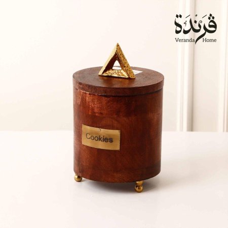 علبة كوكيز خشب هندي