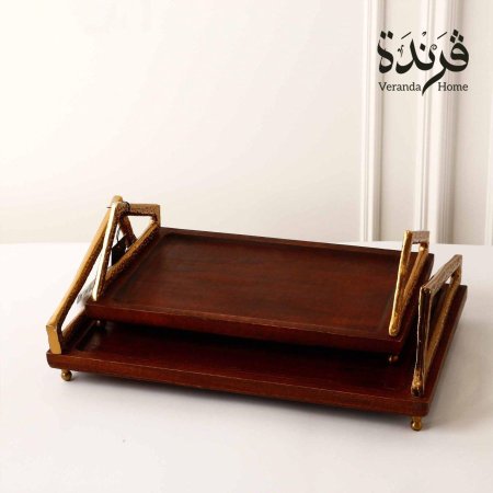 طقم 2 صحواني خشب هندي