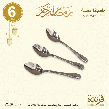 طقم 12 معلقة ستانلس صغير مزخرف