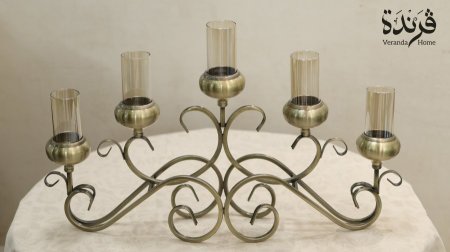 شمعدان معدن نحاسي خماسي