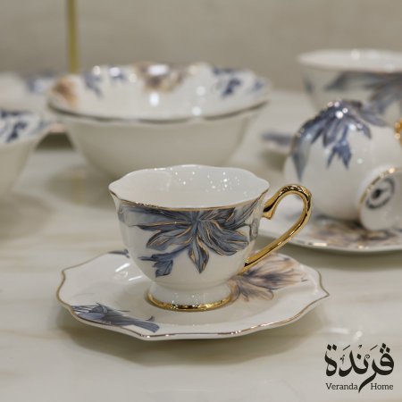 طقم 6 فناجين قهوة بنقشة زهور انيقة