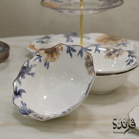 طقم 6 صحون مكسرات بنقشة زهور انيقة