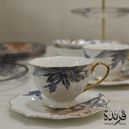 طقم 6 فناجين شاي بنقشة زهور انيقة