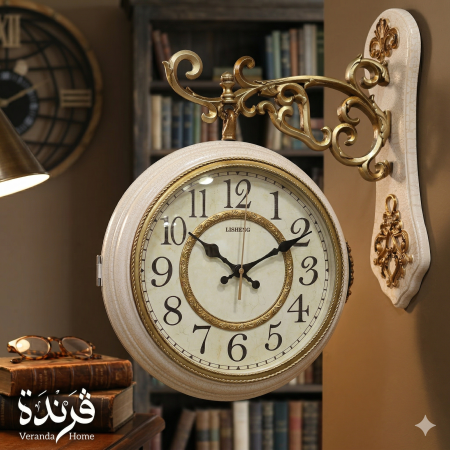 ساعة وجهين لون ابيض 33 سم