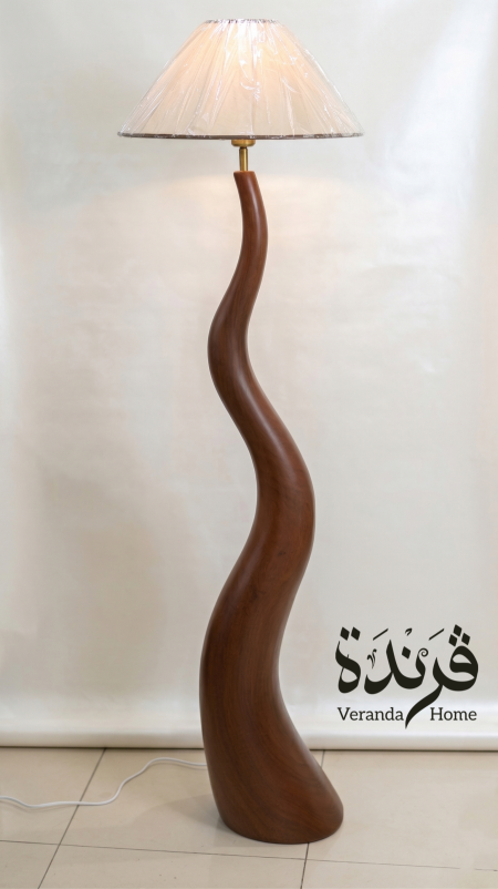 اضاءة جانبية خشب مع غطاء قماشي