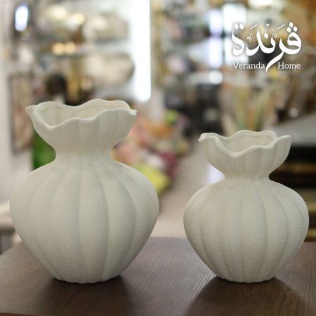 مزهريات حجر مموج بيج