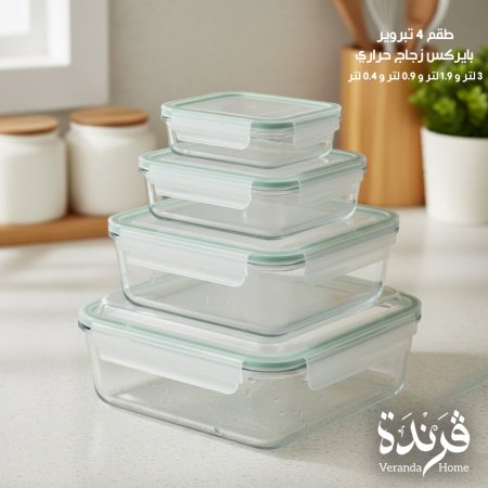 طقم 4 تبروير زجاج حراري