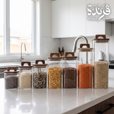 مطربانات زجاج مع غطاء بامبو