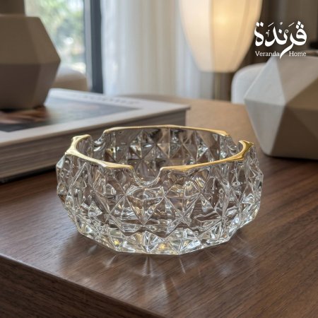متكة زجاج مع حز ذهبي
