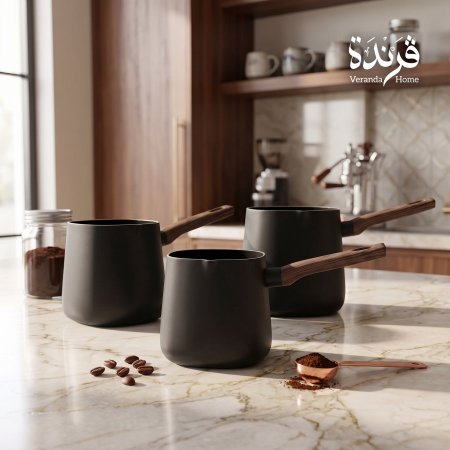 طقم 3 غلايات الامنيوم مع يد خشب