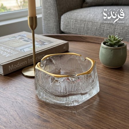 متكة زجاج مع حز ذهبي