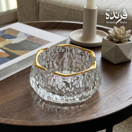 متكة زجاج مع حز ذهبي