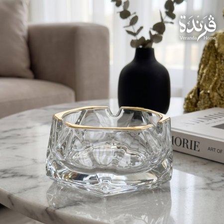 متكة زجاج مع حز ذهبي