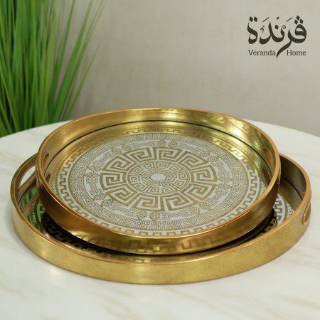 طقم 2 صواني مدور مع رسمة مزخرف