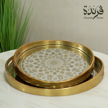 طقم 2 صواني مدور مع رسمة مزخرف