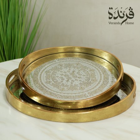 طقم 2 صواني مدور مع رسمة مزخرف