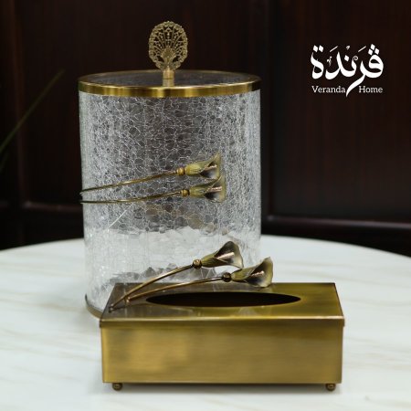 طقم سلة مهملات مع علبة محارم