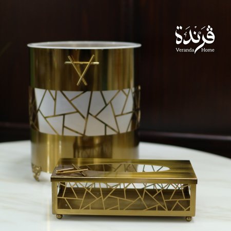 طقم سلة مهملات مع علبة محارم