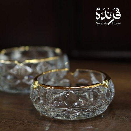 متكة زجاج مضلع مع اطار ذهبية حجم كبير