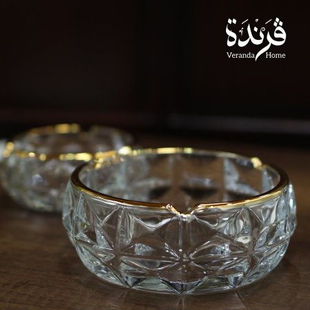 متكة زجاج مضلع مع اطار ذهبي حجم كبير