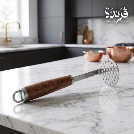 هراسة بطاطا ستانلس مع مقبض خشبي