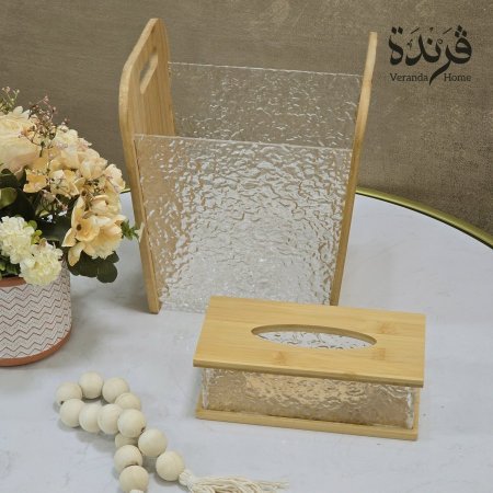 طقم سلة مهملات وعلبة محارم