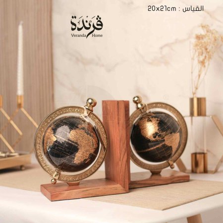 تحفة 2 الكرة الارضية مع ستاند خشب هندي