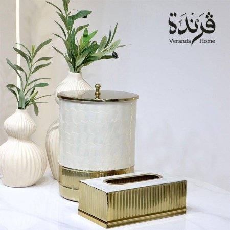 طقم سلة مع علبة محارم هندي معدن