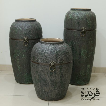 مزهريات حجر بني غامق حجم كبير