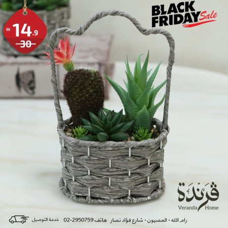 تنسيقة ورد صبار في سلة قش